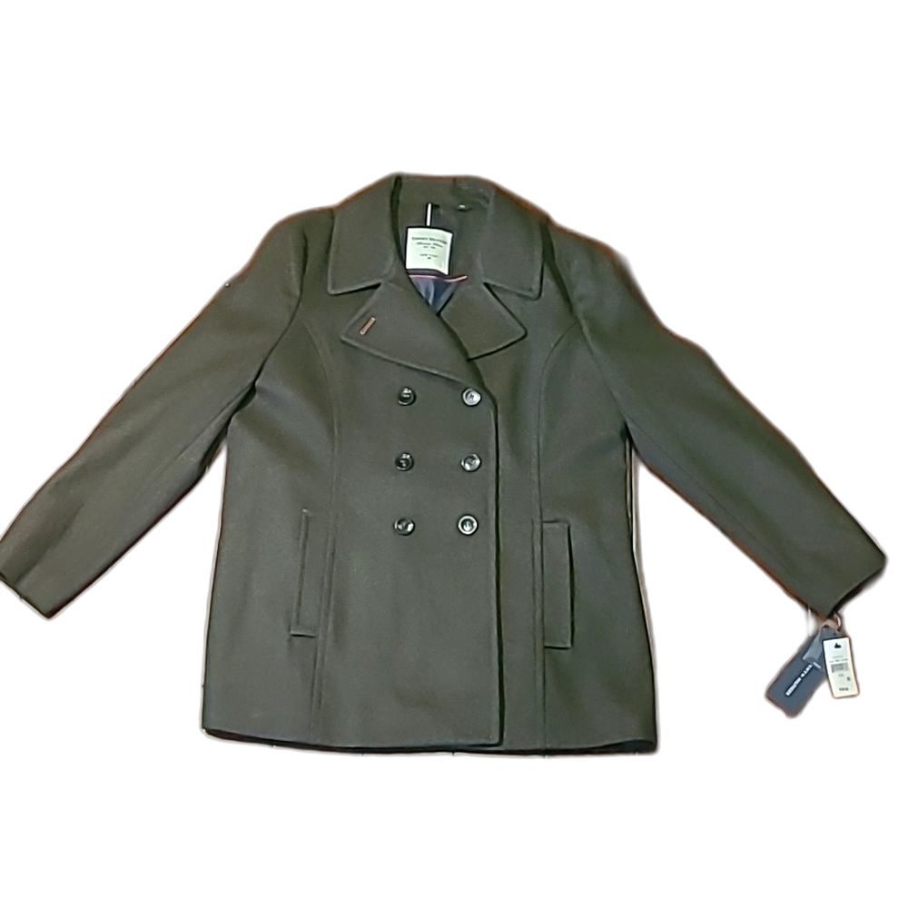Tommy Hilfiger Wool Double-Breasted Metro Coat Lined Lady Day Peacoat Jacket 2X